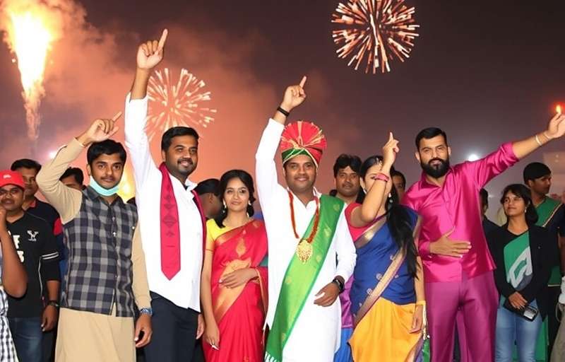 Calangute Champs Diwali Event Calangute Champs Diwali tournament showing players in traditional Indian clothing celebrating with fireworks in the background